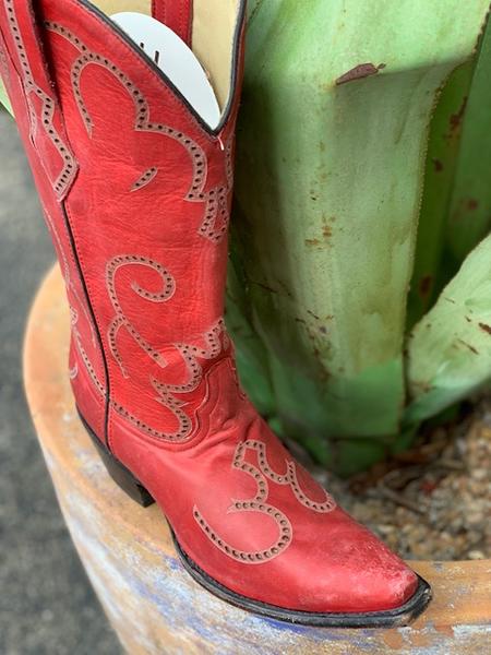 Corral Red Cowhide Cowgirl Boots - Snip Toe – Dallas Wayne Boot Company
